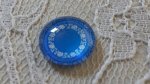 round glass cabochon 12mm blue flower 027 