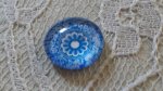 round glass cabochon 12mm blue flower 026 