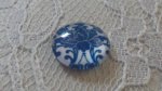 round glass cabochon 12mm blue flower 024 