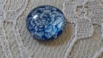 round glass cabochon 12mm blue flower 019 