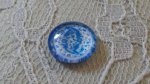 round glass cabochon 12mm blue flower 018 