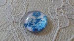 round glass cabochon 12mm blue flower 016 