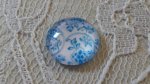 round glass cabochon 12mm blue flower 014 