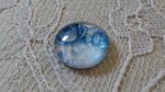 round glass cabochon 12mm blue flower 010 