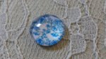 round glass cabochon 12mm blue flower 006 