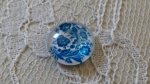 round glass cabochon 12mm blue flower 003 