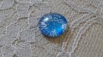 round glass cabochon 12mm blue flower 002 