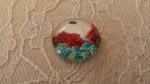 round glass cabochon 20mm flower 01-047 