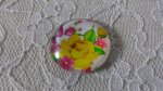 round glass cabochon 25mm flower 01-002 