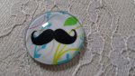 round glass cabochon 25mm mustache 031 