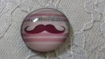 round glass cabochon 25mm mustache 027 