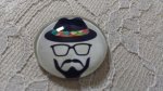 round glass cabochon 25mm moustache 006 