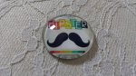 round glass cabochon 25mm moustache 003 