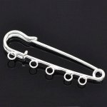 Support Brooch Pin Silver plated 5 rings 50x15 mm N°001-par1 