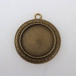 2 x 25mm bronze cabochon holders, cabochon pendants 119AB 