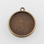 2 x 25mm bronze cabochon holders, cabochon pendants 43AB