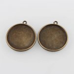 2 x 20mm bronze cabochon holders, cabochon pendants 41AB 