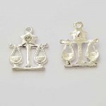 Zodiac sign charm Libra Silver Metal N°04 with rhinestones