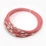 1 necklace rigid pink cabled thread clasp to screw N°01