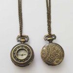 Antique Bronze Star Gusset Watch with Chain