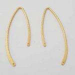 Bar Curved Metal Rod Silvered 2 Rings N°04 Gold