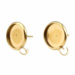 support cabochon rond acier inoxydable boucle d'oreille 12 mm Doré 01