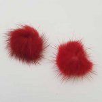 2 Pompons Fourrures 30 mm Bordeaux