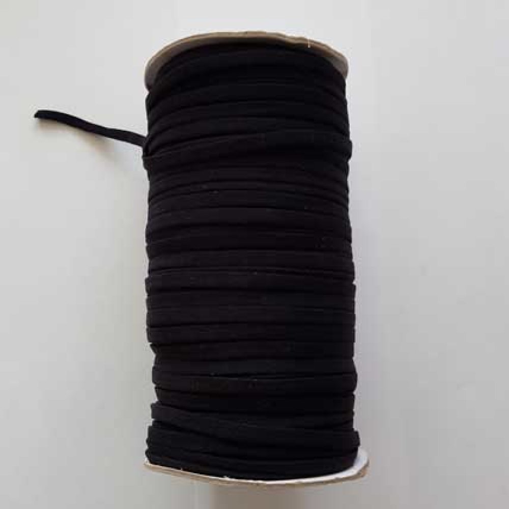 Elastic Polyester Nylon Flat 4 mm black x 100 meters