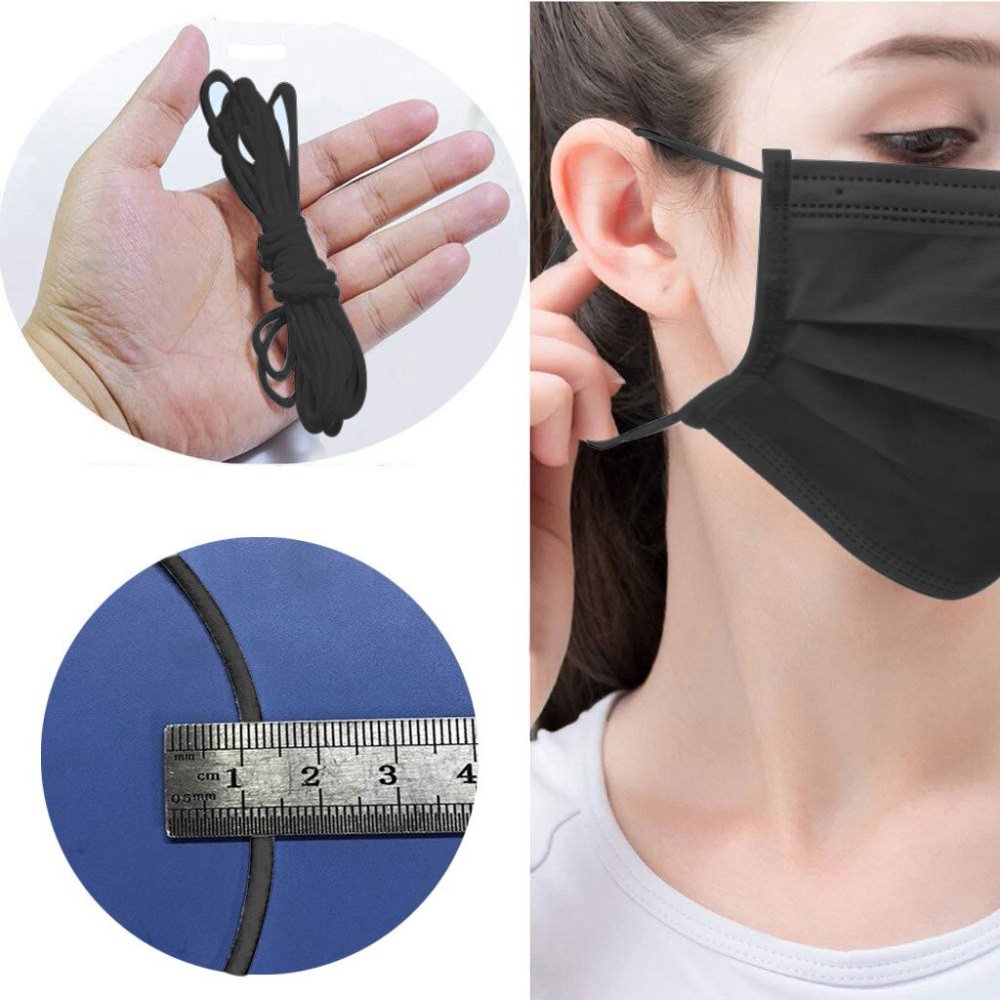 Elastic mask Polyester round 2.5 mm Black