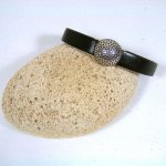 Cowhide leather bracelet black magnetic clasp golf ball