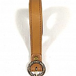Ceinture pour Elle, en cuir havane et boucle coloris bronze vieilli.