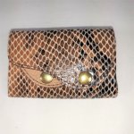 Goat leather wallet printed brown color