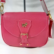 Fuchsia pink grained cow leather bag