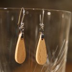 beechwood earrings ethical jewelry, nature jewelry waxed, handmade