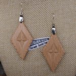 earrings diamond carved jewelry nature solid beech wood handmade