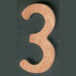 Number 3 ht 10cm in wood to stick