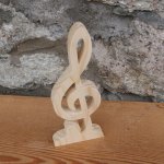 treble clef with integrated base music decoration handmade solid wood