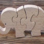 elephant puzzle 4 pieces solid beechwood, handmade, savannah animals