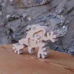 frog puzzle 2 pieces solid beech wood handcrafted, batrachian