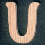Wooden letter U, height 5 cm, made of ash
