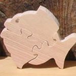 Wooden jigsaw puzzle fish 3 pieces Solid beechwood, handmade