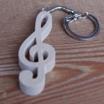 key ring, musician gift, handmade solid wood, cherry wood, original musician gift