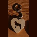 key ring heart and dog saint bernard or golden retriever