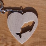 heart and fish keychain original and useful gift for a fisherman, handmade solid wood