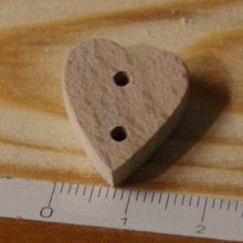 Heart button 15mm solid wood handmade