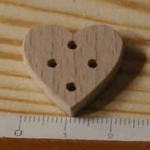 Button heart 22mm to decorate and sew or glue, embellishment scrap handmade solid wood