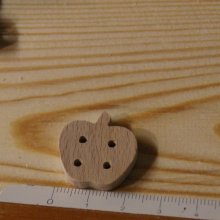 Button apple 22mm solid wood embellishment scrapbooking handmade