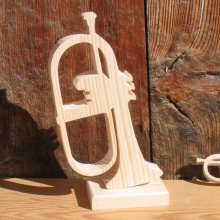 flugelhorn wood ht 15 cm mounted on a base decoration wedding music gift handmade musician
