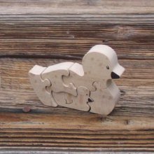 Wooden animals jigsaws duck and duckling 5 pieces in Beechwood, farm animals