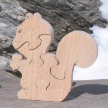 Wooden jigsaw puzzle 5 pieces squirrel Hetre massif, handcrafted, wild animals